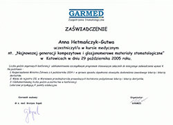 Certyfikat Anna Gutwald Hetmanczyk 