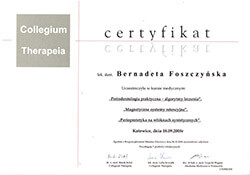 Certyfikat Bernadeta Foszczyńska